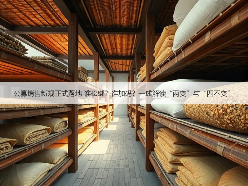 公募销售新规正式落地 谁松绑？谁加码？一线解读“两变”与“四不变”