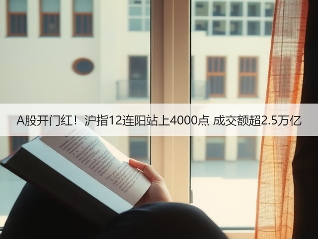 A股开门红!沪指12连阳站上4000点 成交额超2.5万亿(图2) A股开门红!沪指12连阳站上4000点 成交额超2.5万亿(图2)