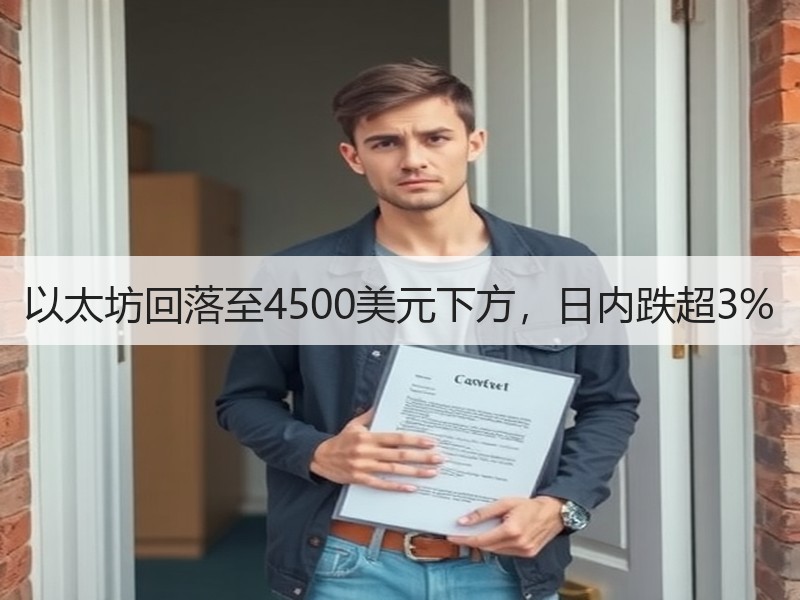 以太坊回落至4500美元下方，日内跌超3%