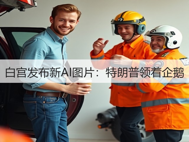 白宫发布新AI图片：特朗普领着企鹅(图1)