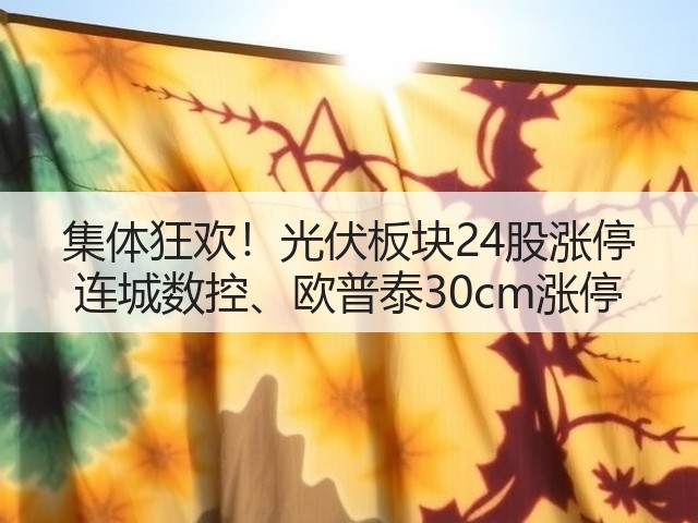 集体狂欢!光伏板块24股涨停 连城数控、欧普泰30cm涨停(图3) 集体狂欢!光伏板块24股涨停 连城数控、欧普泰30cm涨停(图3)