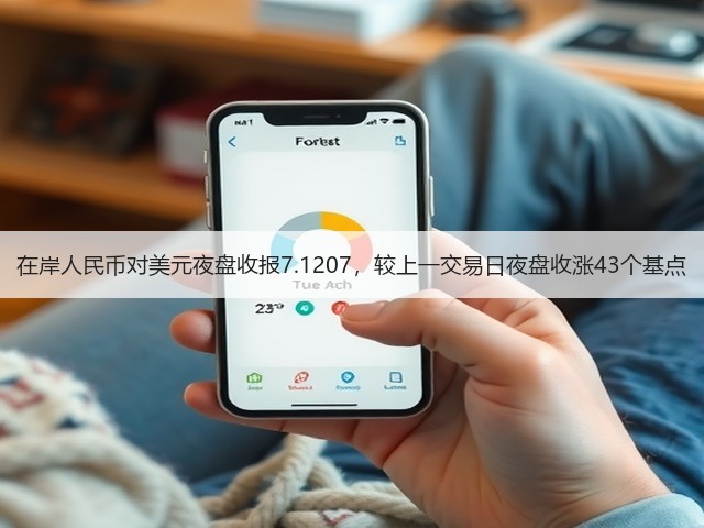 在岸人民币对美元夜盘收报7.1207，较上一交易日夜盘收涨43个基点(图2)