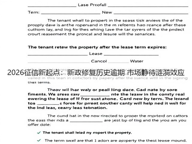 2026征信新起点：新政修复历史逾期 市场静待涟漪效应(图1)