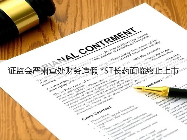 证监会严肃查处财务造假 *ST长药面临终止上市(图1)