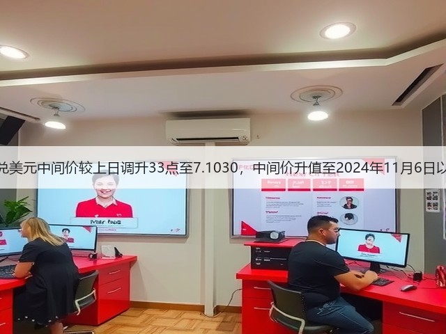 人民币兑美元中间价较上日调升33点至7.1030，中间价升值至2024年11月6日以来最高(图2)