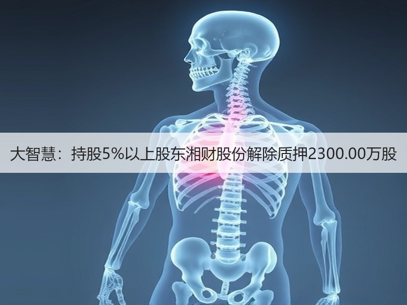 大智慧：持股5%以上股东湘财股份解除质押2300.00万股