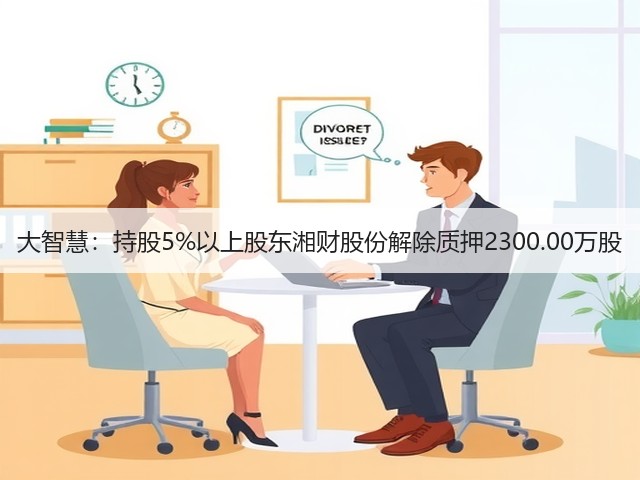 大智慧：持股5%以上股东湘财股份解除质押2300.00万股(图3)