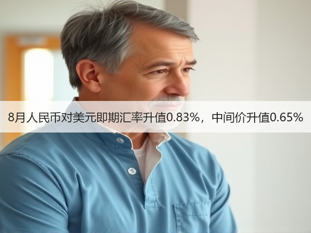 8月人民币对美元即期汇率升值0.83%，中间价升值0.65%(图3)