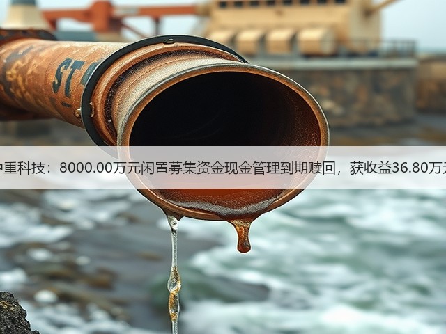 中重科技：8000.00万元闲置募集资金现金管理到期赎回，获收益36.80万元(图2)