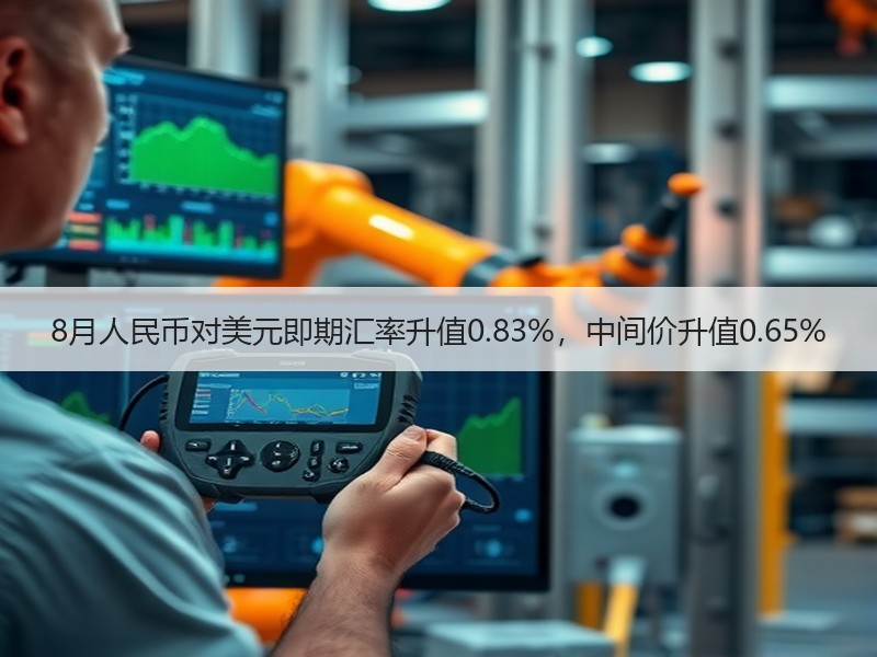 8月人民币对美元即期汇率升值0.83%，中间价升值0.65%