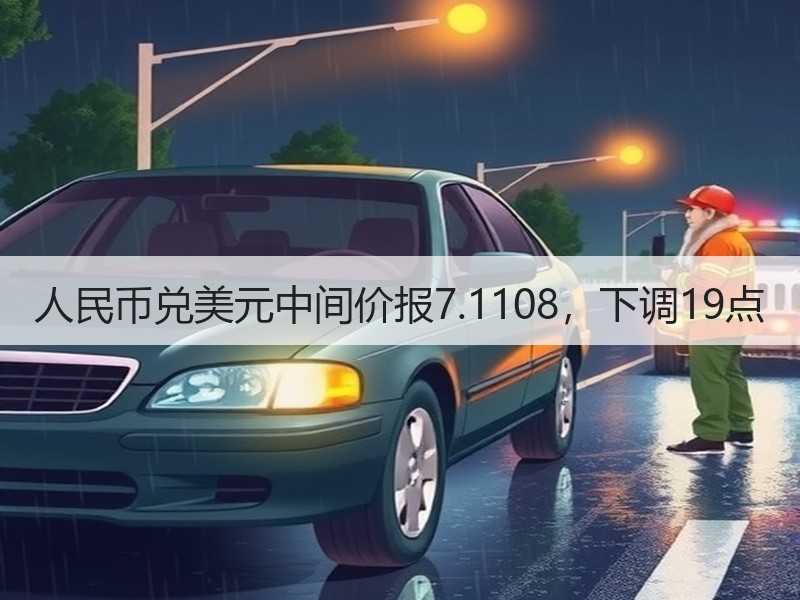 人民币兑美元中间价报7.1108，下调19点