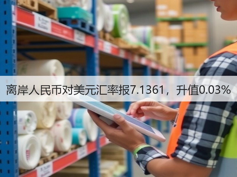 离岸人民币对美元汇率报7.1361，升值0.03%